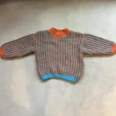 ZARA キッズ オレンジ×ブルー セーター 104cm