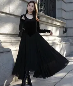 ベロアシフォンドッキングワンピース　アニュアンス