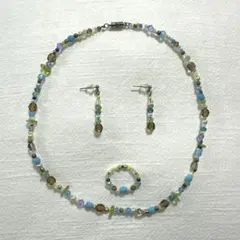ビーズ アクセサリー 3点セット 寒色 シルバー