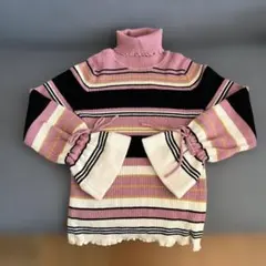 Heather ボーダータートルニット　ヘザー