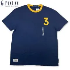 セール US購入 新品正規品 ナンバリング3 リンガーTシャツ 紺x黄 L表記