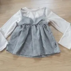 チェック柄レイヤード長袖カットソー120