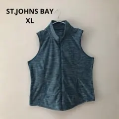 【ST.JOHNS BAY】青系 マーブル模様 ベスト フリース素材 XL