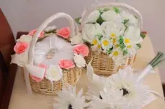 花飾り付きリングピロー　２つセット