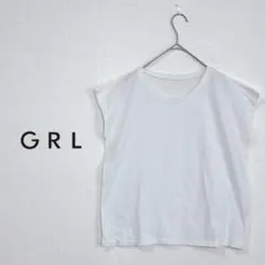 GRL　USAコットンベーシックフレンチスリーブトップス　ホワイト　カジュアル