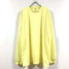 新品 スーパー ビッグ ドライ 長袖 Tシャツ 無地 メンズ 5Lライトイエロー