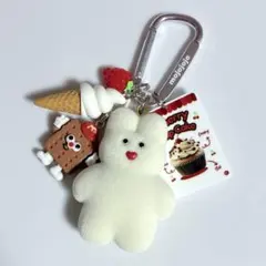 じゃらじゃらキーホルダー　ジャラジャラ　ガチャガチャ　mojojojo 白