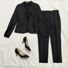 美品 theory セオリー パンツスーツ 黒 ブラック スーパーテイラー