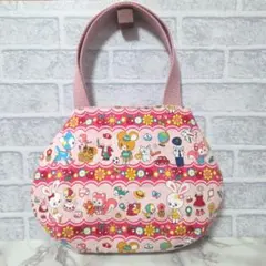 【414】コロン型ミニバッグ✦はいから横町・着せ替え柄(ピンク)
