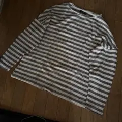 【タイムセール】ZARAメンズ黒と白のストライプ 七分袖カットソー