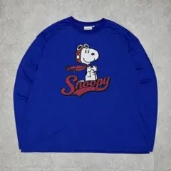 PEANUTS スヌーピー ブルー ロンT 長袖Tシャツ ビッグプリントのサムネイル