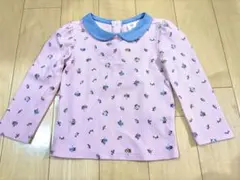 babyGAP 95cm 小花柄 リブカットソー 丸襟 長袖 ピンク 2歳