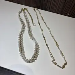パールと金属のネックレスセット