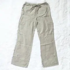 H&M リネンブレンド イージーパンツ XSサイズ オリーブ色