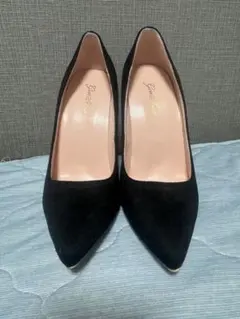 ブラック スエード ハイヒール パンプス