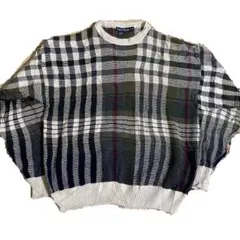 90s 古着 ノーティカ ニット チェック柄 ビッグシルエット ゆるだぼ