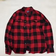 アメリカ古着 GEORGE XL レッド ブラック チェック 長袖ネルシャツ