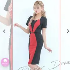 タイトフィットドレス 黒赤