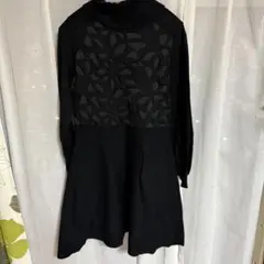 WILLSELECTION リボンレースタートルニットワンピース ブラック