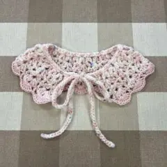 キッズ・レディースつけ襟【ハンドメイド】ピンク ホワイト 5Y 6Y 7Y 匿名