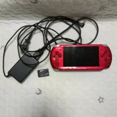 PSP3000 本体 レッド ACアダプター付き バッテリーなし