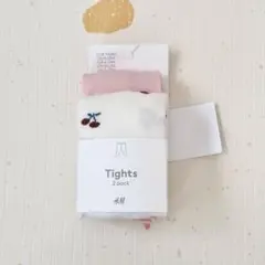 新品　H&M ベビータイツ 2パック チェリー柄　ドット柄　75-80cm