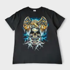 スカル イーグル ライトニング Tシャツ 黒 デルタ 両刃剣 稲妻 ストリートのサムネイル