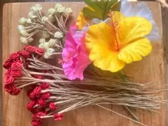 造花　ハイビスカス ミニバラ　セット