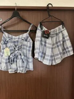 チェック柄タンクトップ＆ショートパンツ　セットアップ