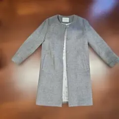 Spick & Span グレー ノーカラーロングコート