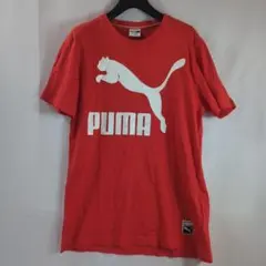 PUMA プーマ Tシャツ M 赤 レッド デカロゴ ビッグロゴ スポーツ