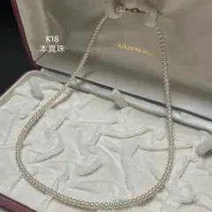 K18✨ホワイト 本真珠 3.7mm テリ ベビーパール ネックレス ゴールド