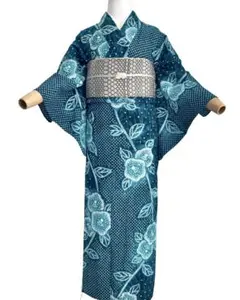 浴衣 有松鳴海絞り 花柄 裄65 身丈160 木綿 ゆったりサイズ - メルカリ