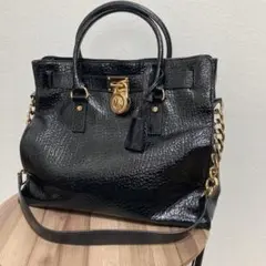 【希少】マイケルコース クロコ型押し2waバッグ エナメル