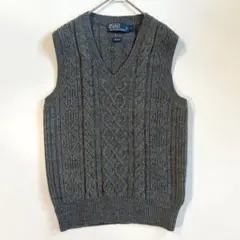 現行タグ✨ポロラルフローレン ケーブルニット ベスト 刺繍ロゴ ダークグレー 2025年最新】ラルフローレン ニット ベストの人気アイテム