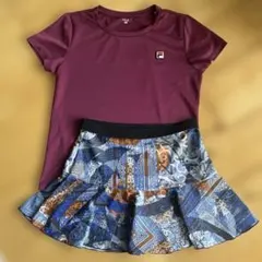 FILA ♡バックプリントのシャツ＆大人柄のスコートのセットＬ