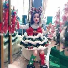 クリスマス女の子ドレスGワンピース130衣装キッズ赤チェック柄かわいい子供リボン