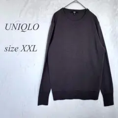 UNIQLO 長袖ニット XXL モスグリーン 丸首 カジュアル 無地 548