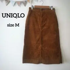 UNIQLO ブラウン コーデュロイ タイトスカート M 綿99% スリットあり