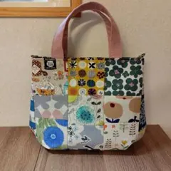 パッチワークふっくらトートバッグハンドメイド