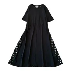 美品✨ビアズリー ドット柄切り替えドロストワンピース 黒 フリー 近年のサムネイル
