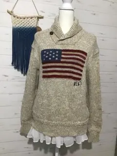 ★ラルフローレン★コットンニット アメリカ 星条旗 ベージュ