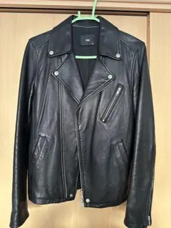HARE ブラックレザーダブルライダースジャケット　羊革