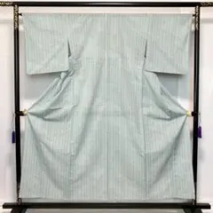 D87 夏着物　縦縞　絽　ポリエステル　洗える着物　極美品のサムネイル