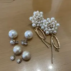 パールビーズのピアスセット 3点
