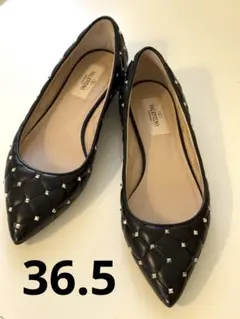 VALENTINO フラットシューズ　スタッズ　ブラック　36.5