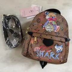 未使用】Bigベアー レザーリュック☆黒色 (ハート型レザーキーホルダー 