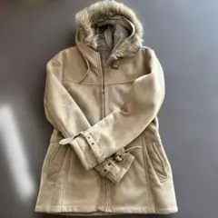 ファー付きフード ベージュジャケット