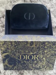 Dior ネイビー ベルベット ポーチ