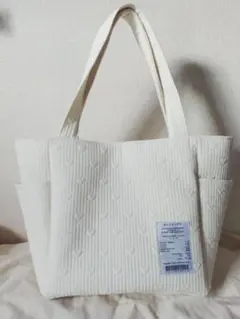 SALE ハンドメイド☆ポリエステルハート刺繍ヌビバッグ ホワイト